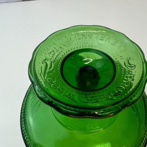 Green Glass Bowl Vintage E.O. Brody M600 Pedestal Dish Candy Bowl Depression - Picture 2 of 8